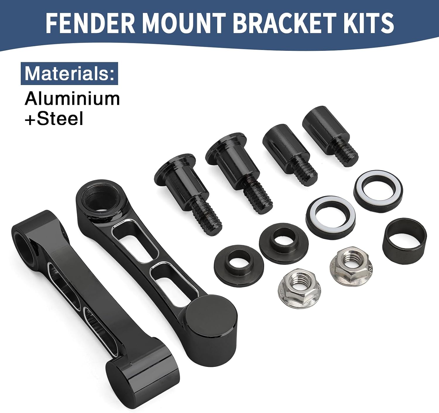 Front Fender Mount Spacer Bracket Kit Fit For Harley 1993-2006 Softail Springer FXSTS Heritage Springer FLSTS Softail Springer Classic FLSTSC (Black White)