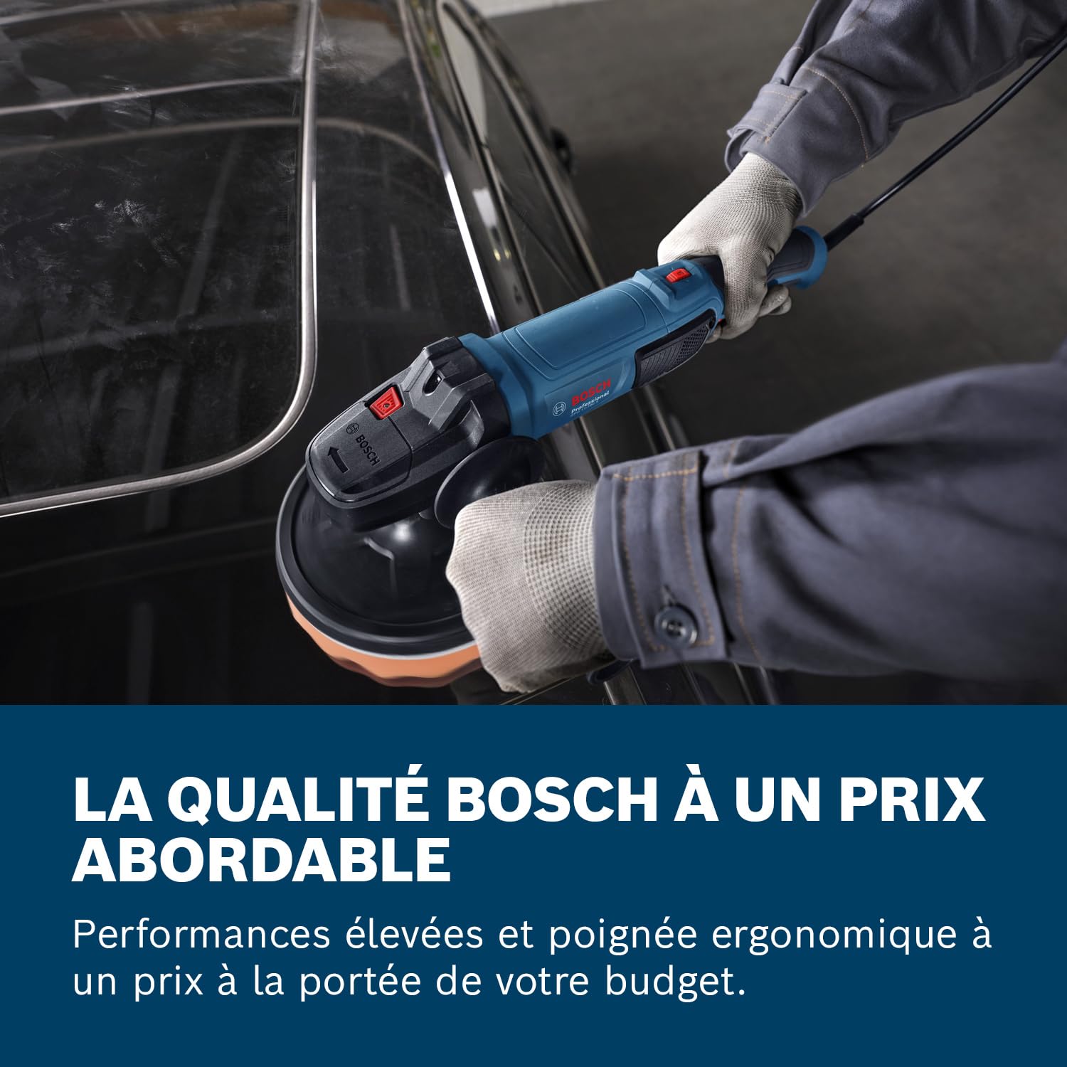 Bosch Professional polisseuse rotative GPO 11-180 S (avec 1 plateau support 180 mm, 1 pad éponge de polissage 180 mm, 1 poignée auxiliaire)