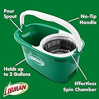 Vista 4 de Libman Sistema de trapeador giratorio Tornado con 2 cabezales de recarga, trapeador giratorio de microfibra y cubo con escurridor para el hogar