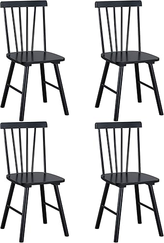 Miniatura 2 de DUHOME Windsor - Juego de 4 sillas de comedor de madera con respaldo de husillo, estilo granja, para cocina, comedor, sala de estar, bistró