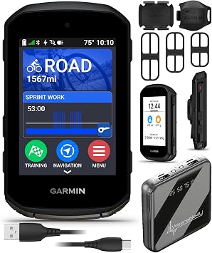 Garmin Edge 850 Compact GPS Cycling Computer 2.7" Vivid Color Touchscreen Display with Wearable4U PowerBank Bundle