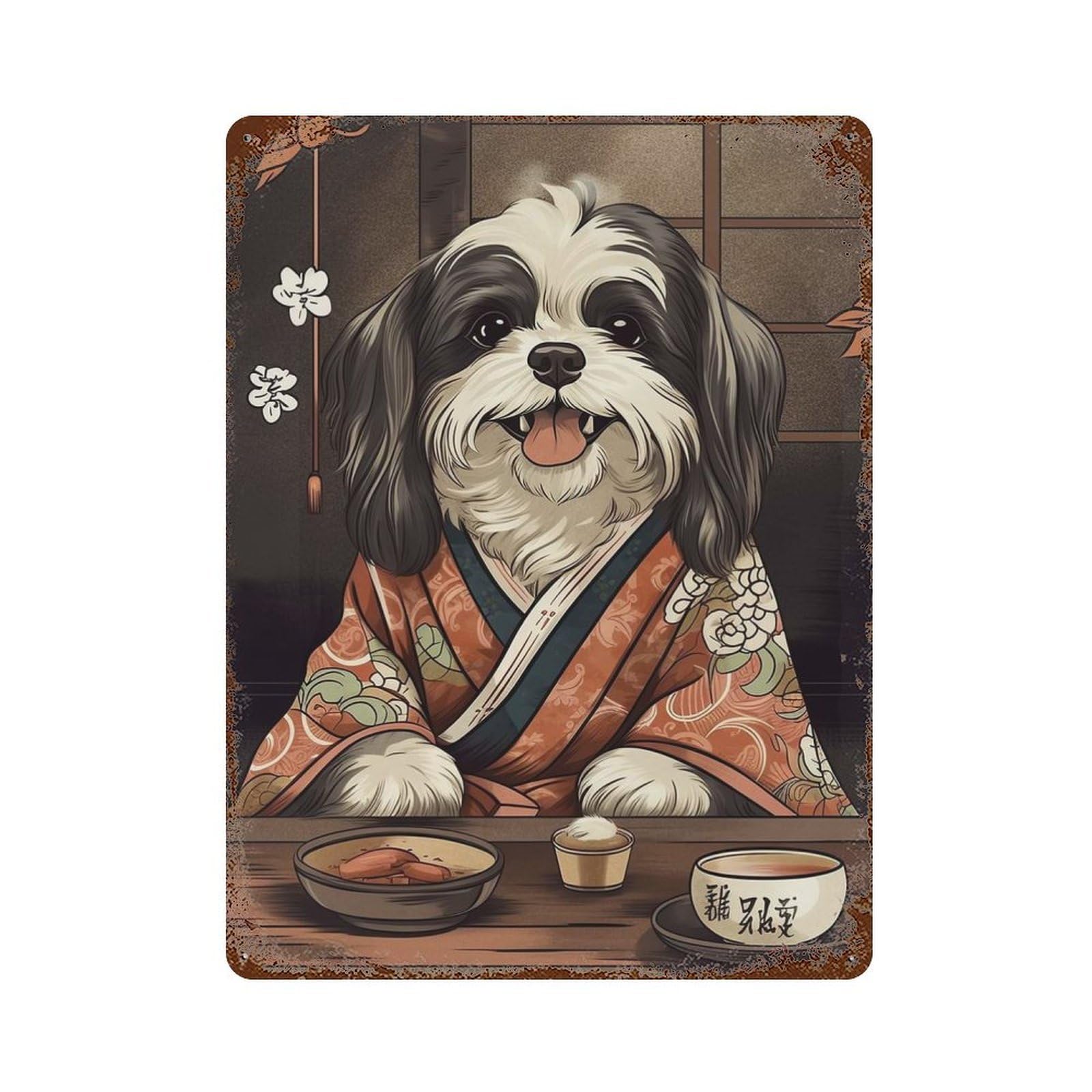 Rust Effect Havanese Japanese Food Rusty Metal Tin Sign 15.7"x11.8", Rustic Home Decor for Bistro, Counter And Cafe Decor