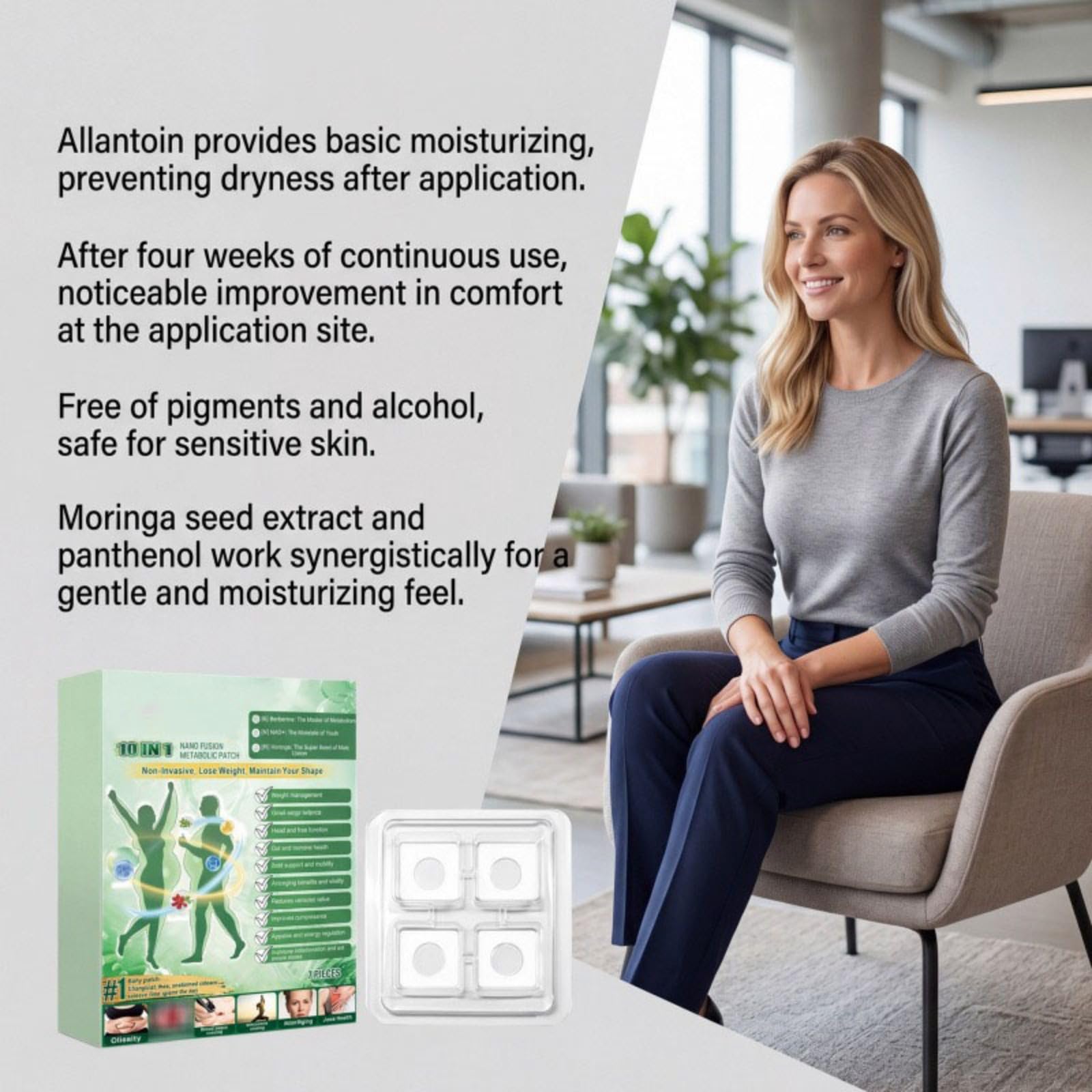 Cerotti Metabolici 10-in-1 con Berberina, NAD e Moringa, 7 Cerotti | Cerotto transdermico 10 in 1 con nanodiffusione, arricchito con berberina, NAD e moringa, regola la glicemia.