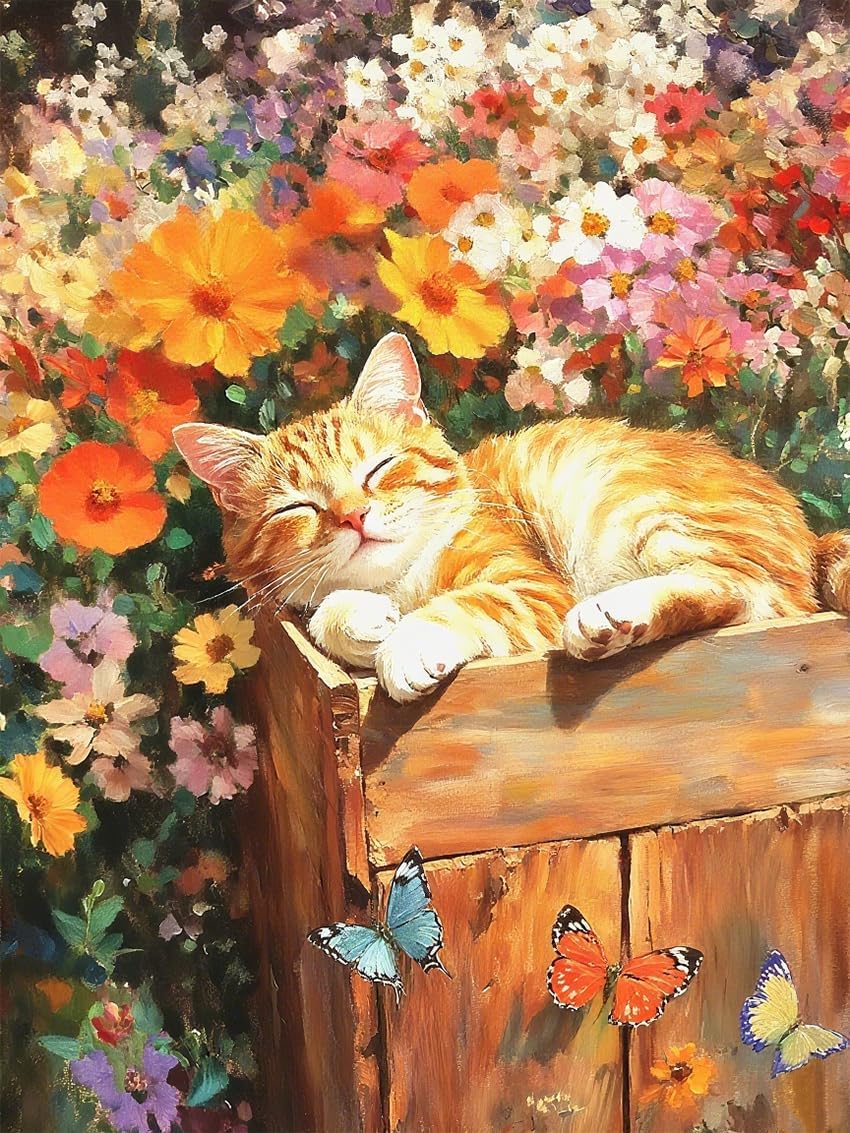 ZRIZQ Paint by Numbers Kit for Adults Beginners,Cat DIY Painting Set,Relaxing Creative Craft Activity,16x20 Inch-Animal 5