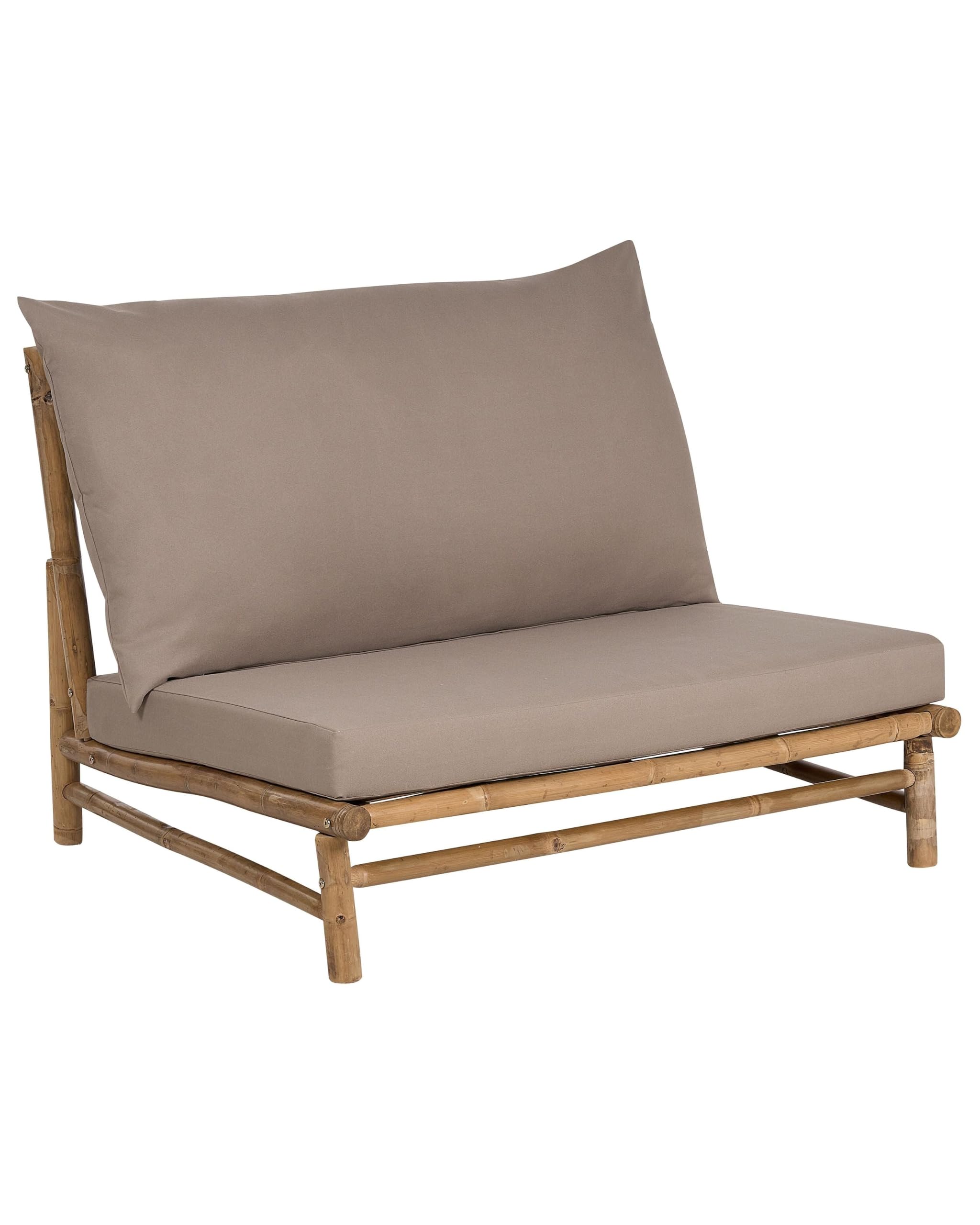 Beliani Garden Chair Brown, Beige Bamboo Wood With Cushions And Backrest, Todi