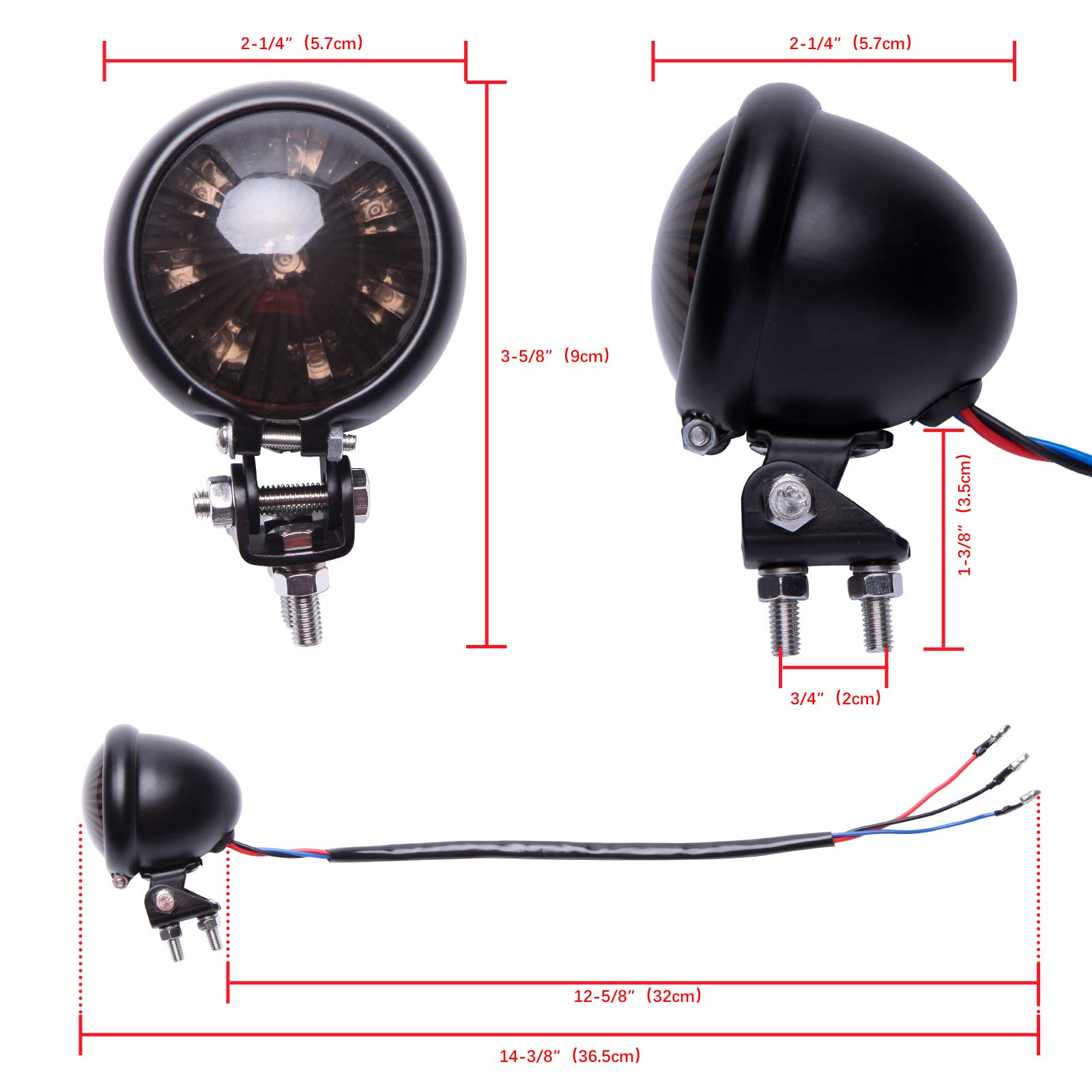 DREAMIZER 12V LED Stop Fanale Posteriore Motocicletta Freno Posteriore per Street Bike Chopper Bobber Cafe Racer Cruiser CB1300 883 iron (Fumo)