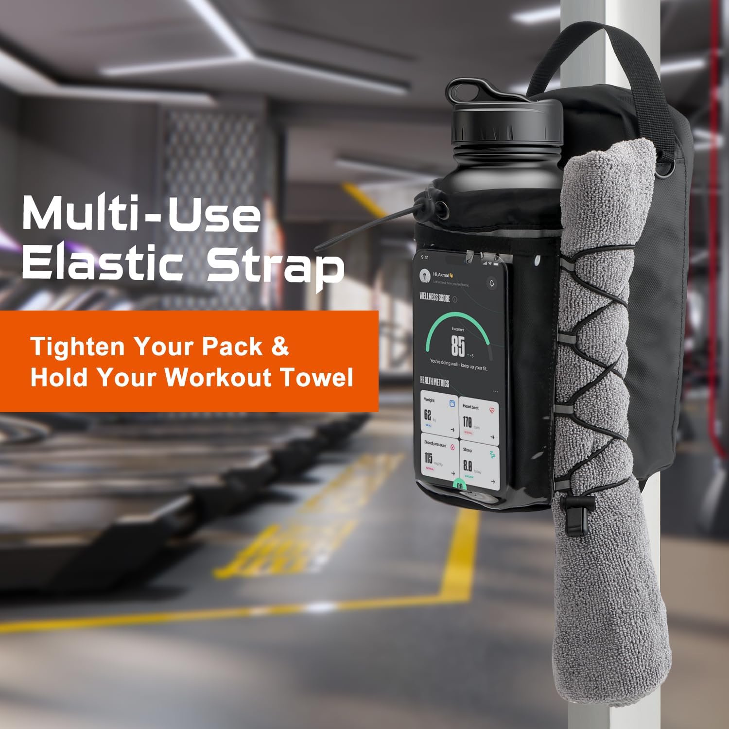 Magnetic Gym Bag for Men & Women, Magnetic Gym Water Bottle Bag with Touch-screenable Phone Pocket, Small Gym Pouch with 5 Strong Magnets, Sling Gym Bags for Fitness, Travel, Sports - Image 4