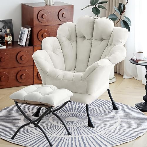 Miniatura 13 de Tiita - Sillón reclinable con otomana, grande, moderno, sofá de ocio, de lectura, con reposapiés, para dormitorio, sala de estar, dormitorios,