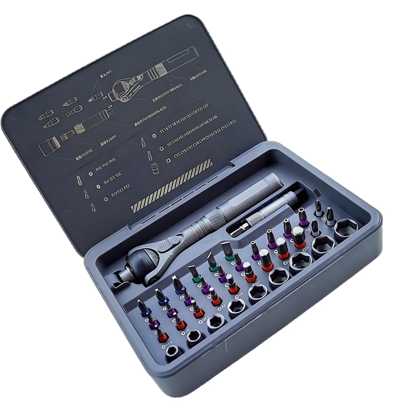 Ljhnba 40 In 1 Screwdriver Unit With Aluminum Extension Piece For Car And Bike Maintenance Ergonomic Screwdriver Handle