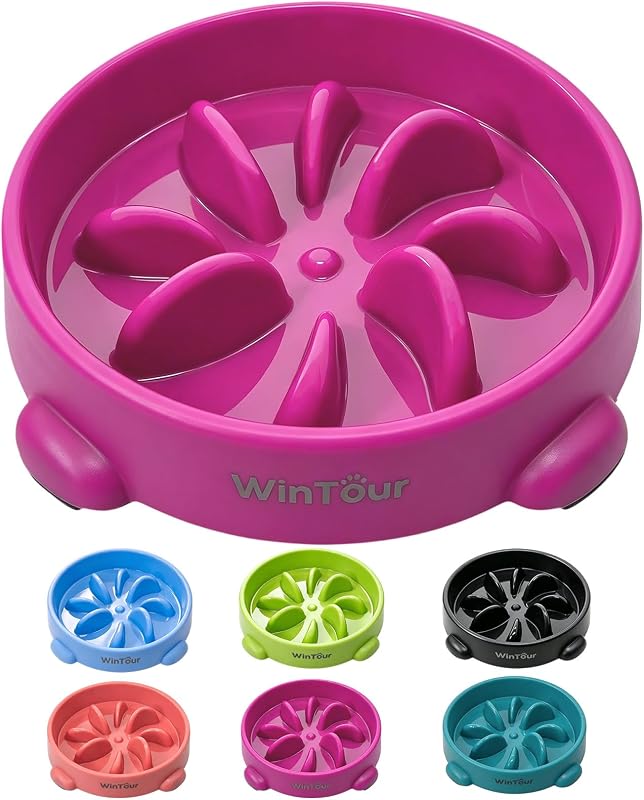 Comedouro Lento para Cães WinTour com Labirinto Floral em PP, 19,5 × 19,5 × 3,7 cm, Pacote com 1