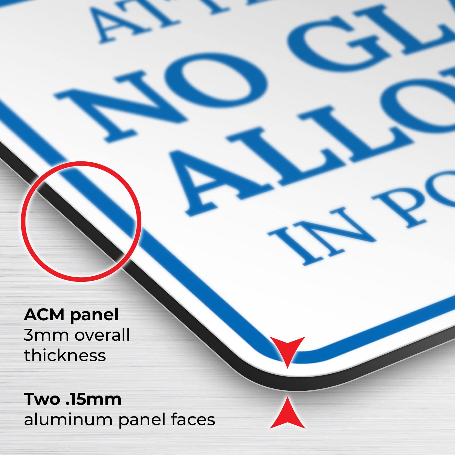Attention No Glass Allowed in Pool Area Sign, 18x18 Inches, ACM, Fade Resistant, Made in USA by Sigo Signs