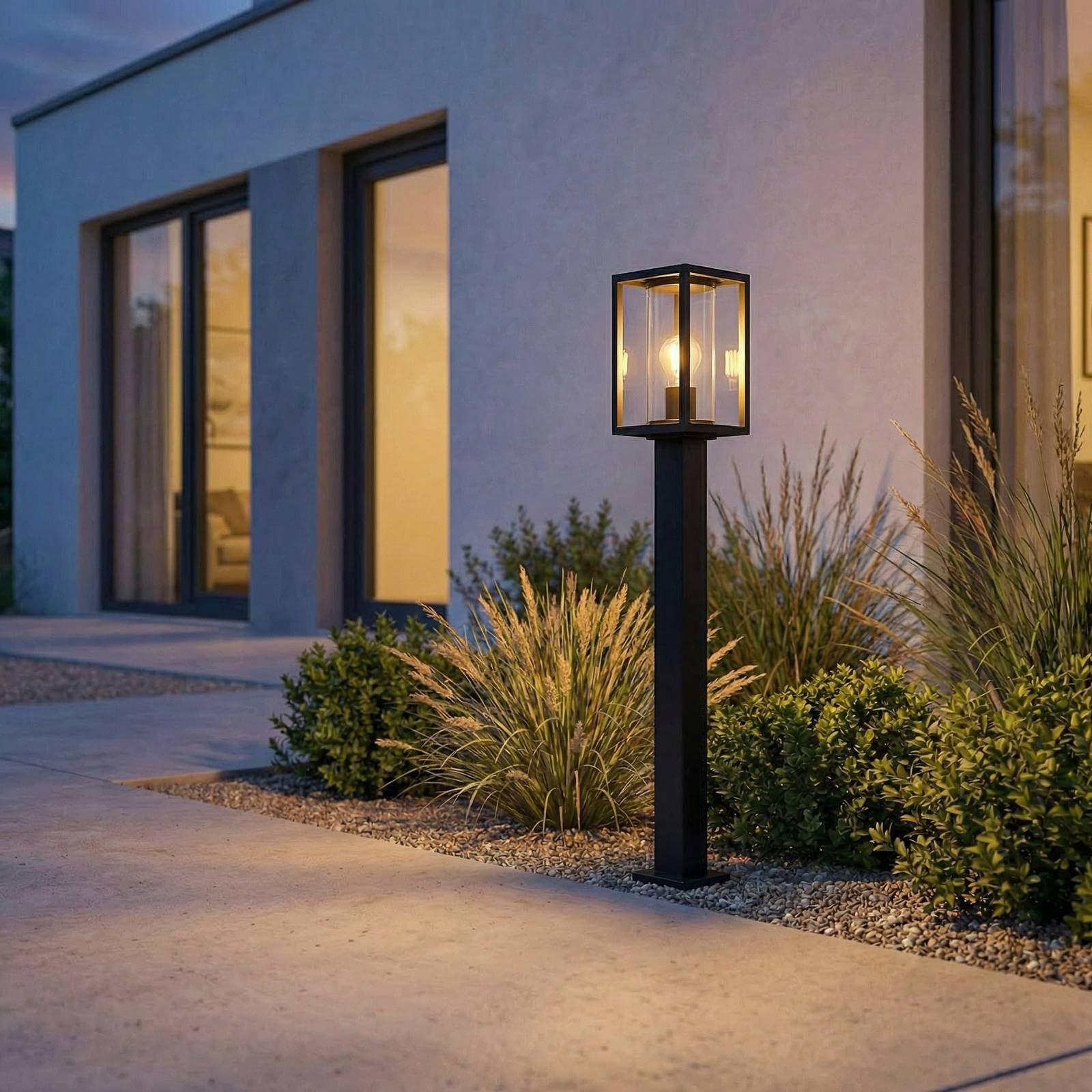 Lucande Lampada da esterni dimmerabile (Moderno) colore Nero, in Alluminio lampioncino paletto luminoso lampada viale lampione