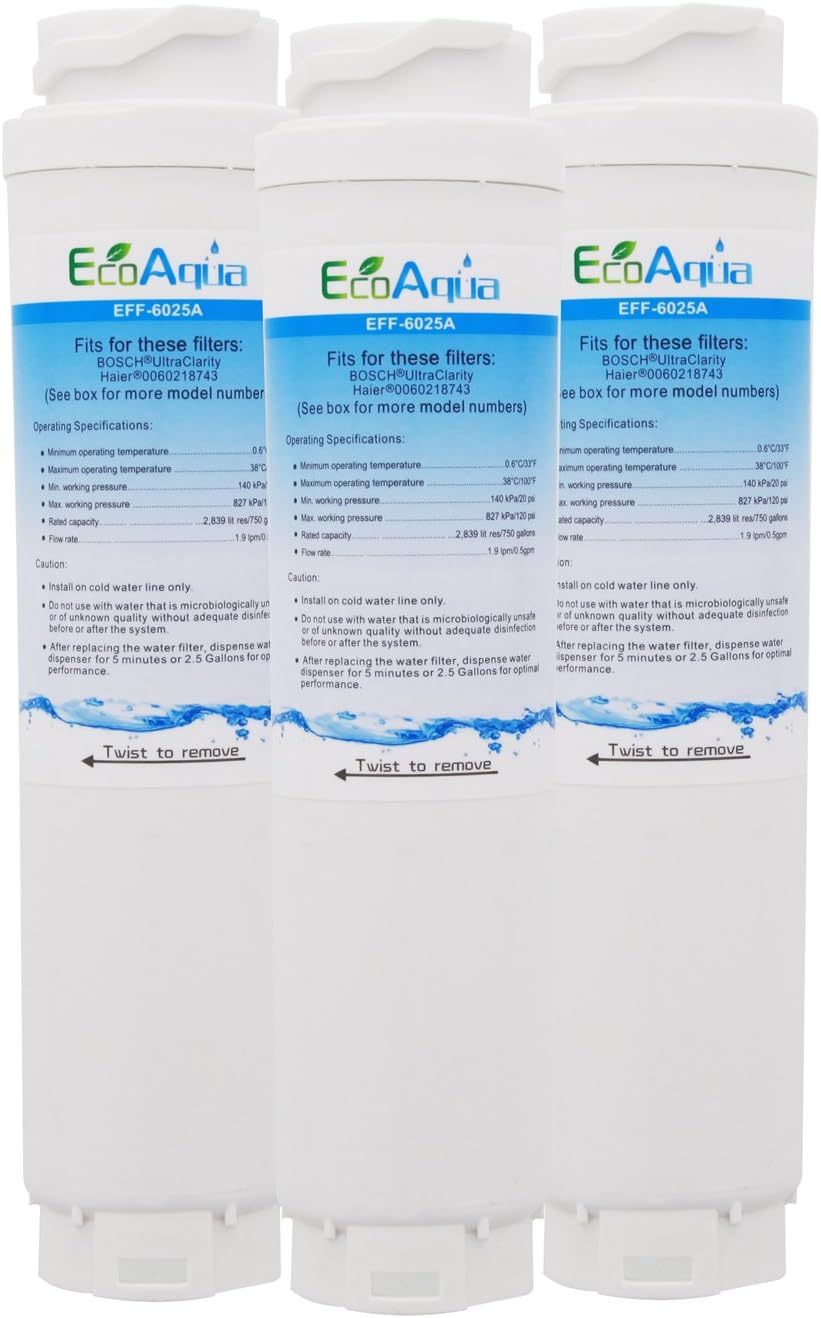 EcoAqua EFF-6025A Replacement for ULTRACLARITY-REPLFLTR10/644845, 3-Pack