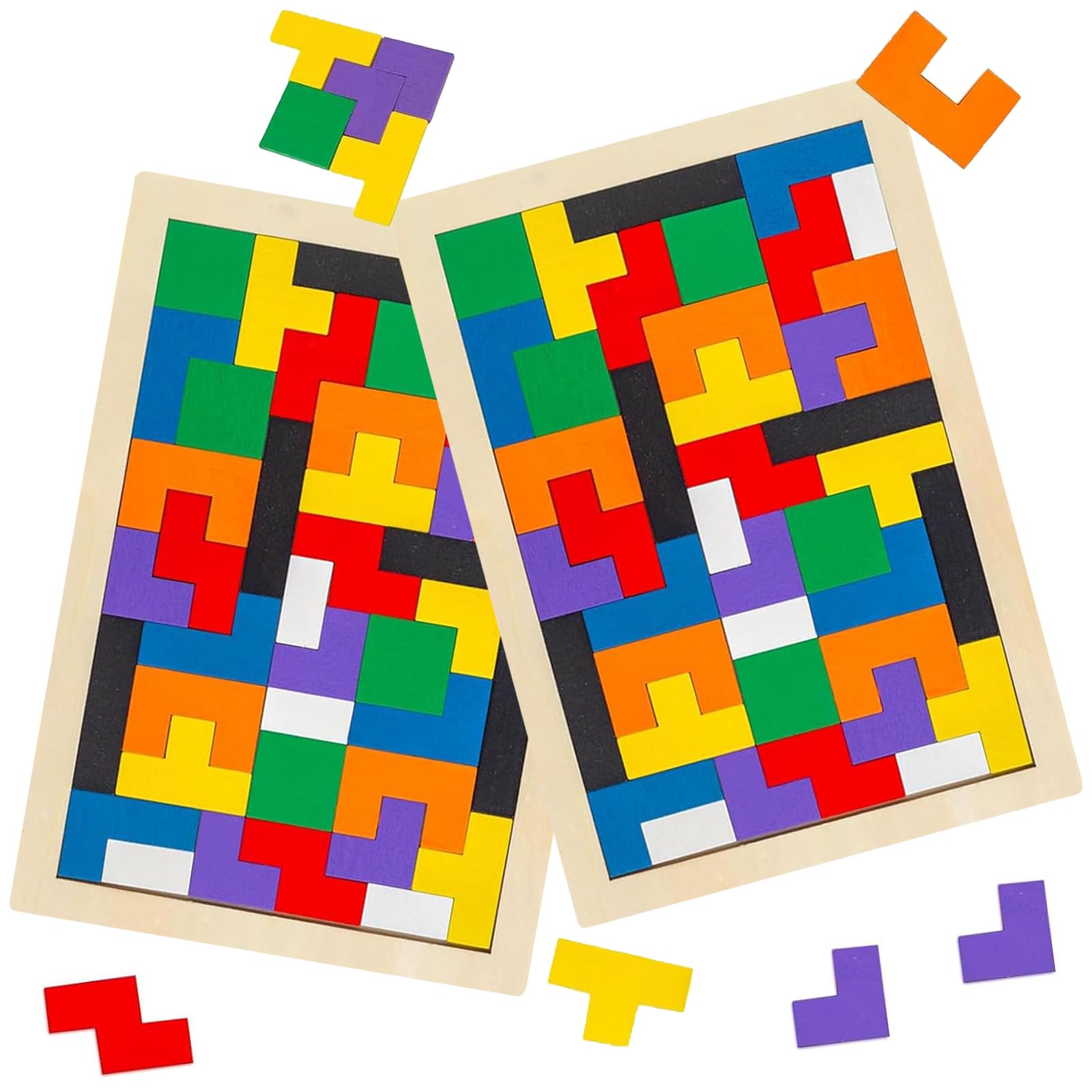 Wooden Blocks Puzzle 2 Set Russian Brain Teaser Tangram Intelligence Toys, Teasers Toy Logic Game