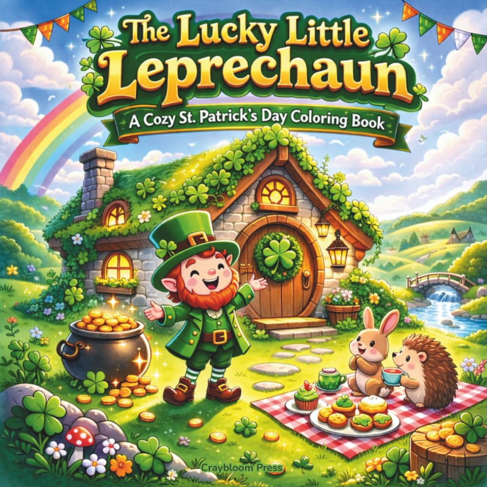 The Lucky Little Leprechaun: A Cozy St. Patrick’s Day Bold & Easy Coloring Book for Kids & Adults