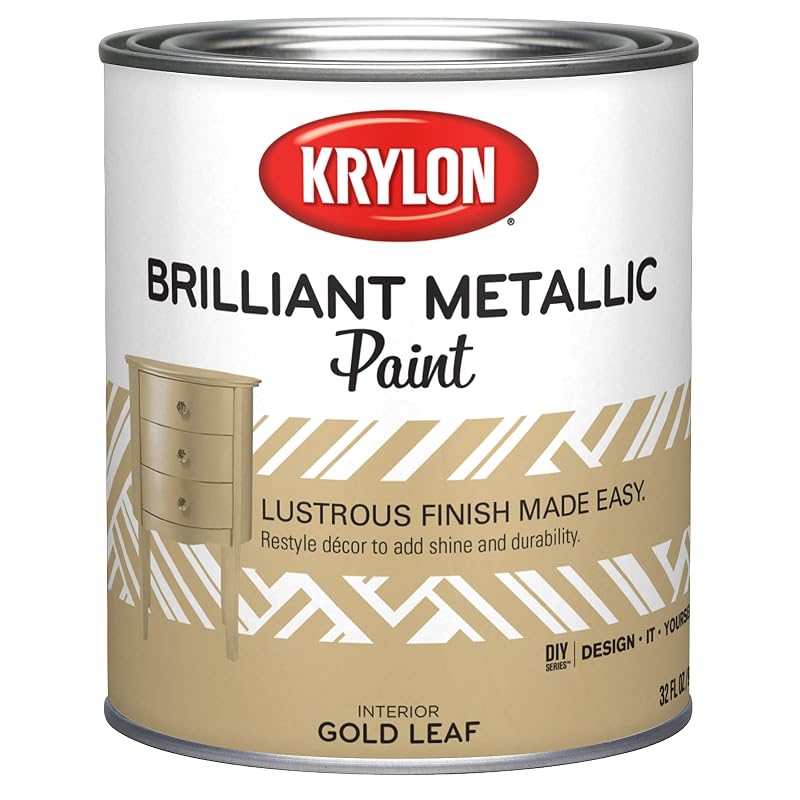 Tinta metálica Krylon Brilliant Metallic Gold Leaf para acabamento brilhante, 960 mL