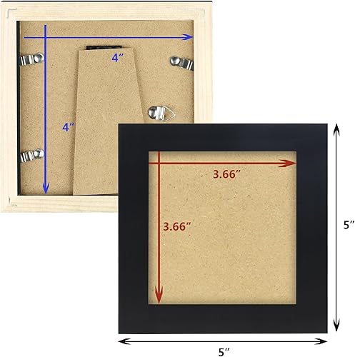 Miniatura 3 de Marcos de fotos negros de 4 x 4 pulgadas, marco de fotos de madera maciza natural para decoración de mesa o pared, paquete de 4