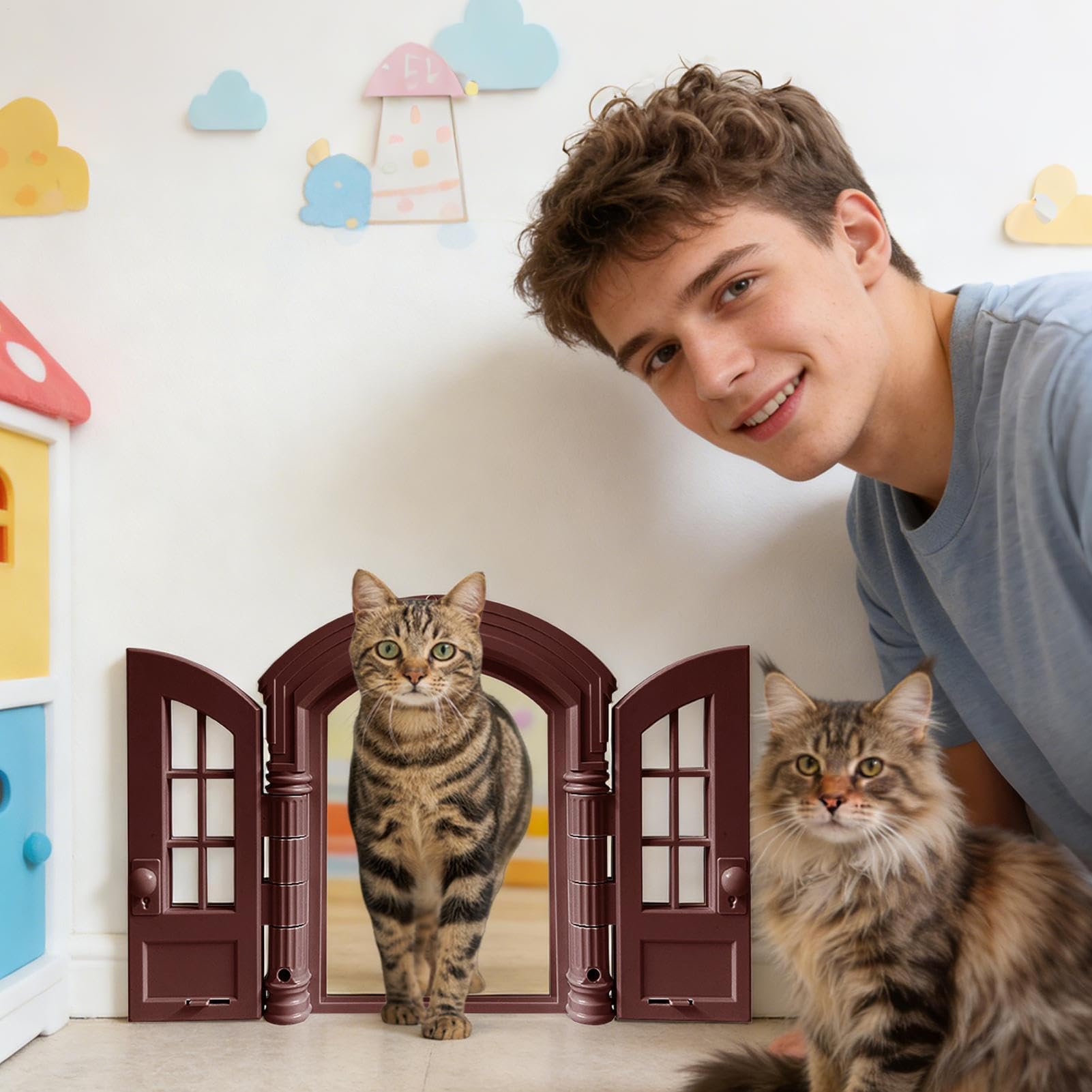 Katzenklappe für die Wand | Im französischen Retro-Design mit Einer abschließbaren Funktion - Katzendurchgang für Türen | Für Garage, Haus, Herrenhaus, Ecke, Türöffnung, Zuhause und