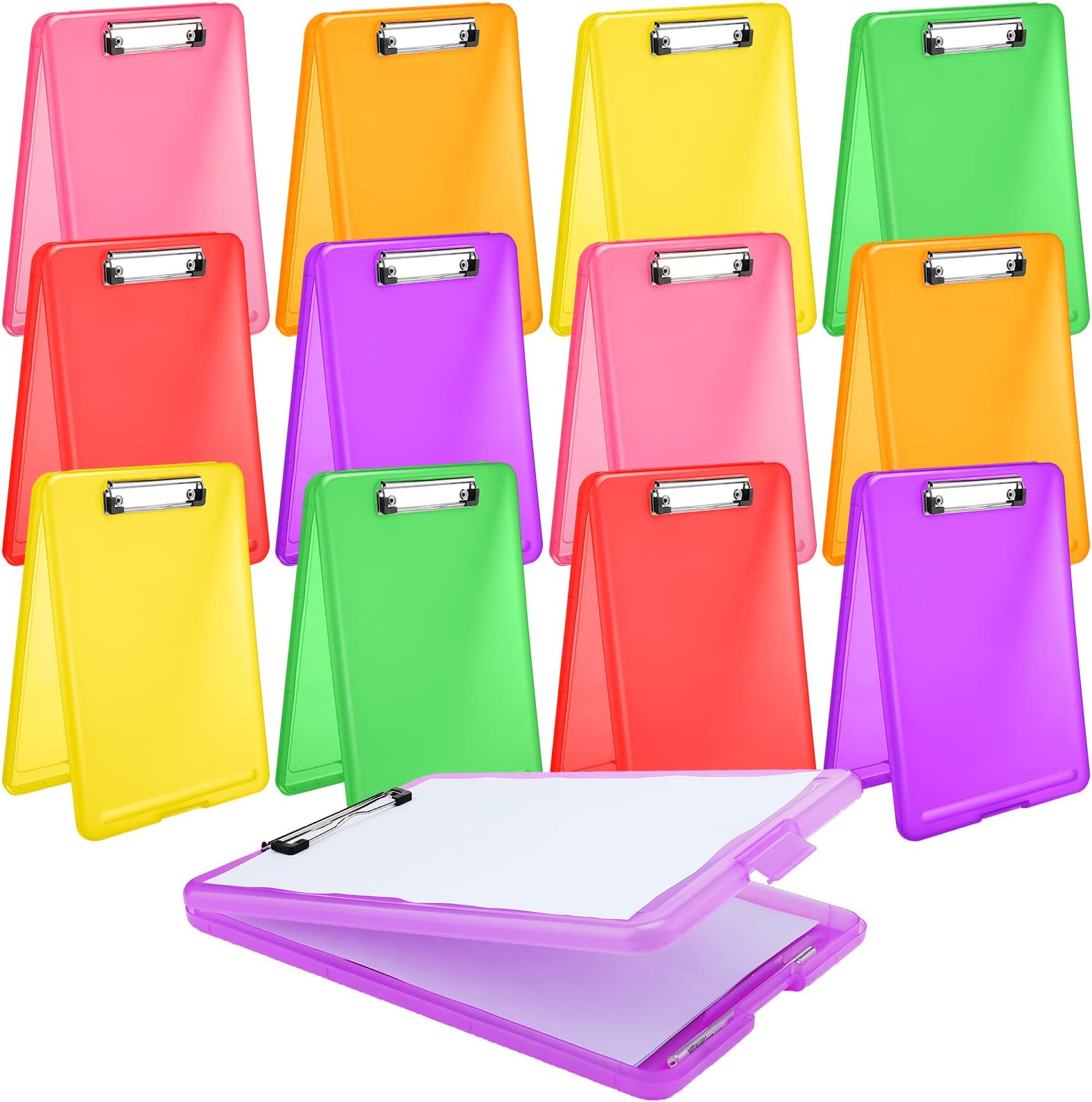 Teling 12 Pack Clipboard with Storage Bulk A4 Plastic