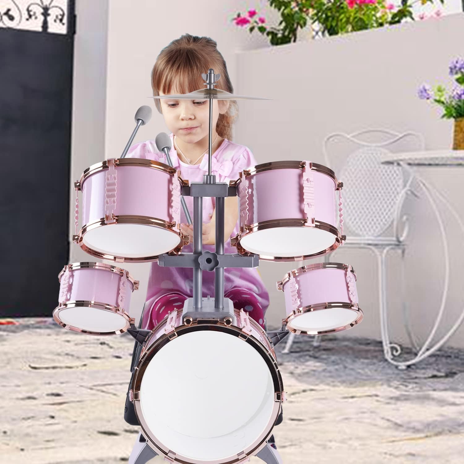 Children's Jazz Drum Set - Children's Educational Instrument Toy Set Rock Jazz Drum Set Percussion Instrument Music Enlightenment Education Toy Suitable for 3-8 Year Old Boys and Girls Gift
