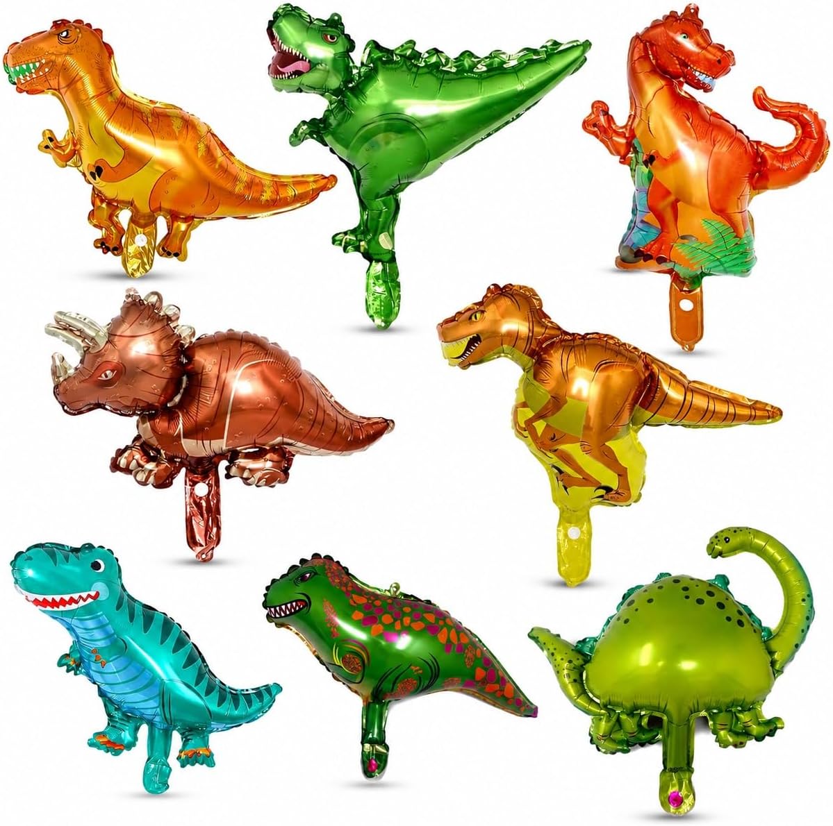 AMFINยฎ (Pack of 8) Dinosaur Mini Foil Balloon, Jungle/Jurassic Park Theme Birthday Party