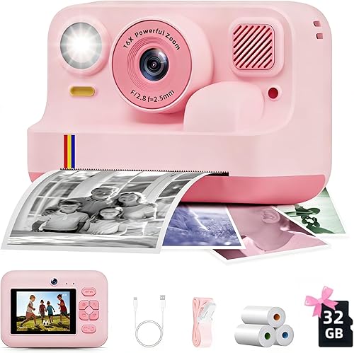 Miniatura 11 de Cámara de impresión instantánea para niños, regalos de cumpleaños de Navidad para niñas y niños de 3 a 15 años, cámara de video digital portátil