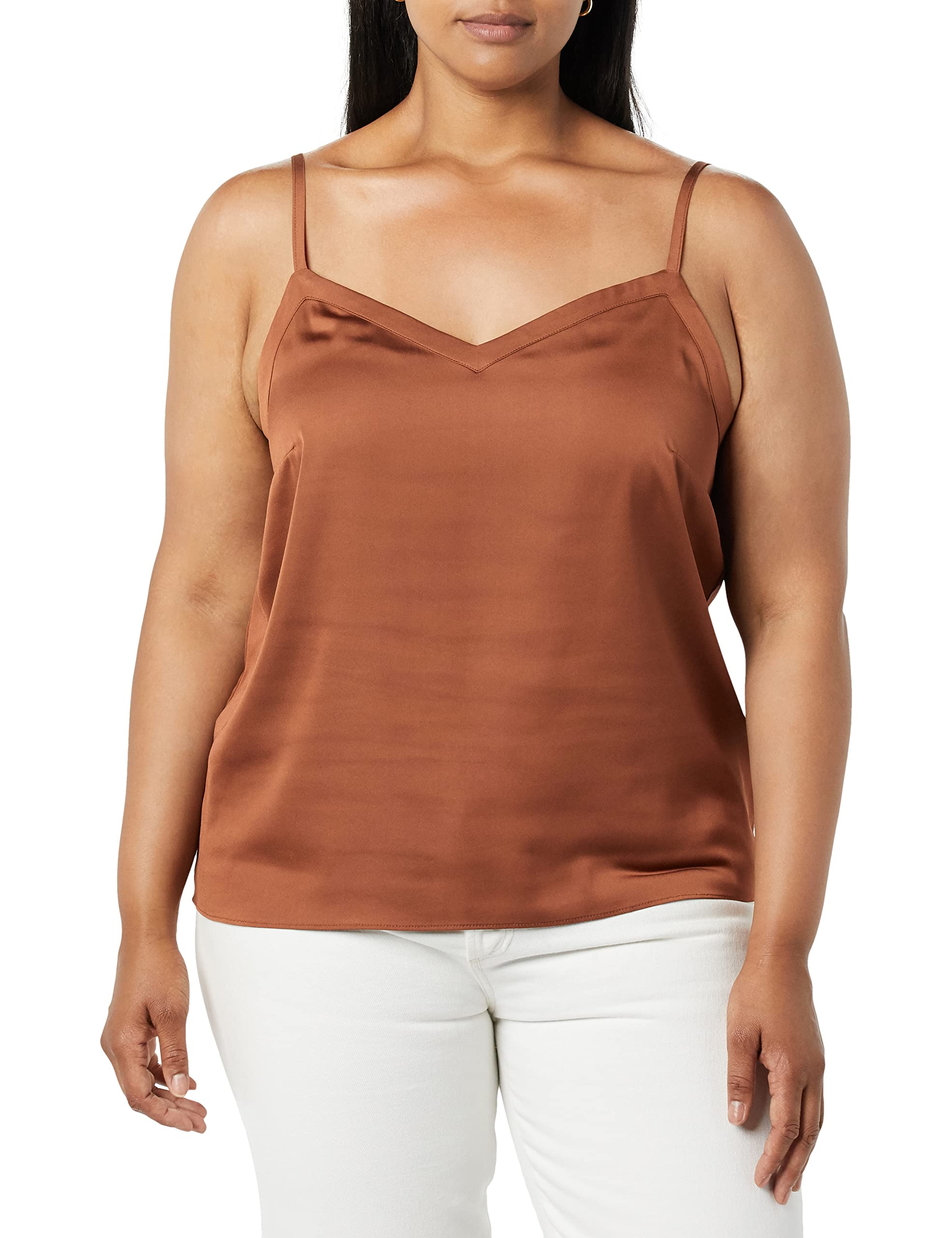 Photo 1 of Amazon Aware Women's Recycled Polyester Stretch Satin Georgette Strap Cami xLarge Toffee Brown