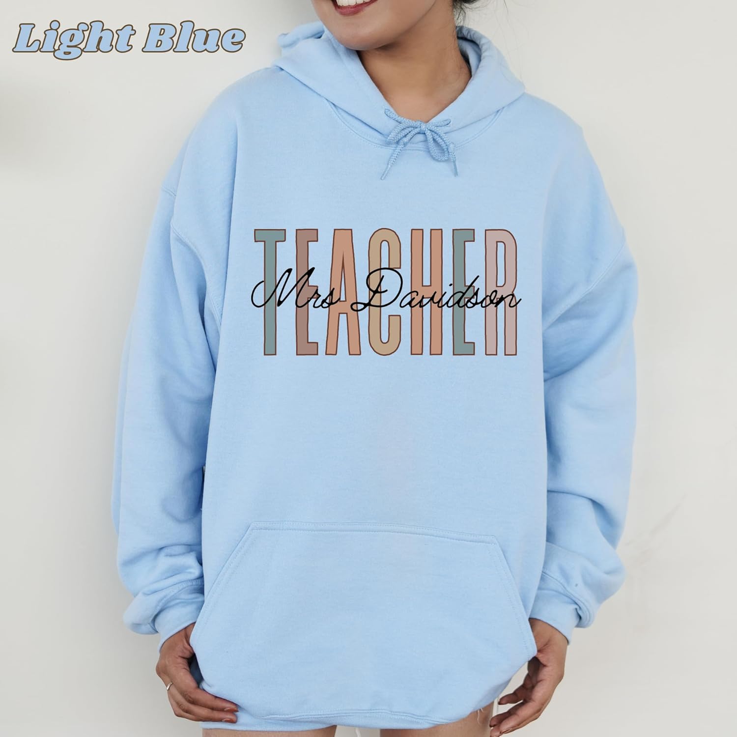 CUSTOM Unisex Teacher Last Name Sweatshirt and Hoodie, Cute Personalized Gift for Teacher Appreciation UNISEX - Image 4