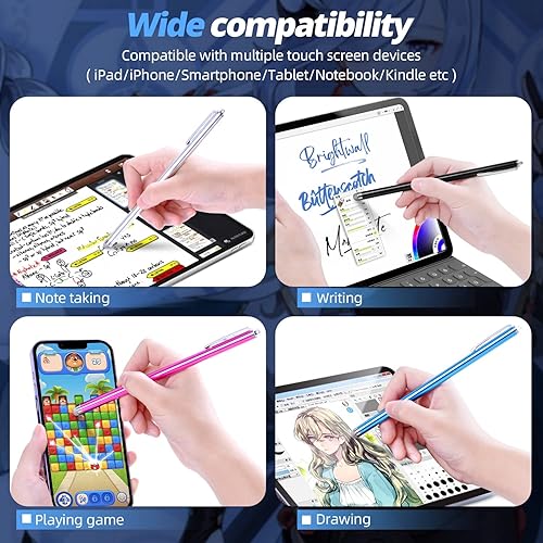 Miniatura 4 de Lápiz óptico para pantallas táctiles 5 unidades de cuerpo largo del bolígrafo Puntas de malla de fibra de alta sensibilidad y punta fina capacitiva