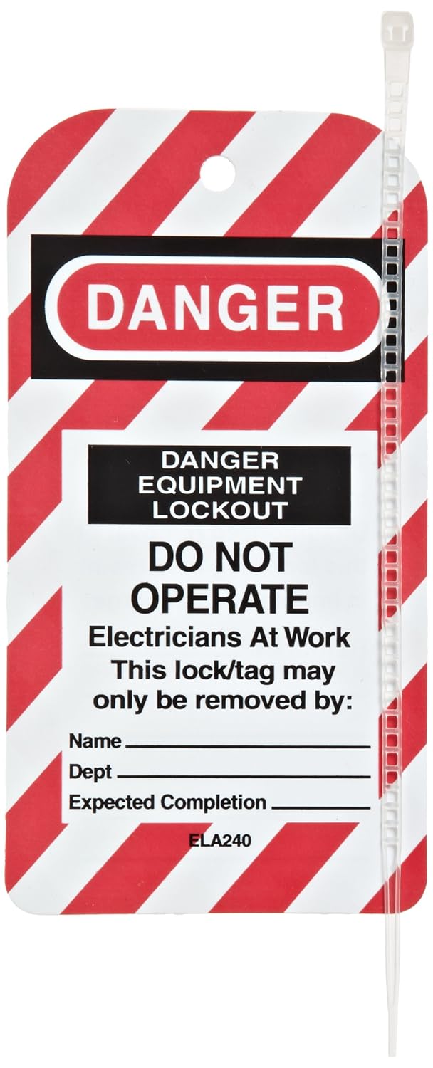 North Safety "Danger Equipment Lockout - Do Not Operate" Three Sided Tag with Grommets, Styrene, 5-3/4" Length, 3" Width (Pack of 25)