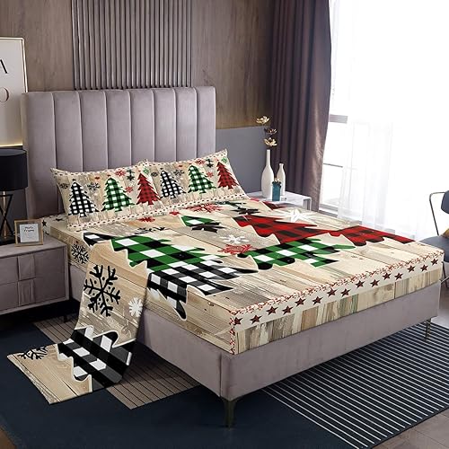 Miniatura 8 de Manfei Juego de sábanas de Navidad con diseño de muñeco de nieve para niños, tamaño matrimonial, juego de ropa de cama de invierno con copo de nieve