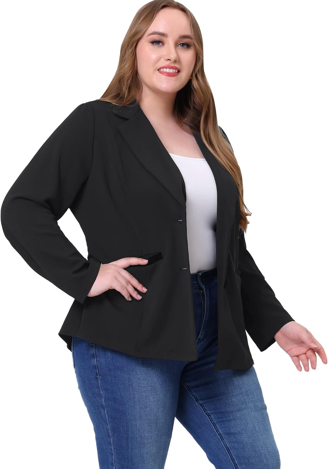 Agnes Orinda Plus Size Blazers for Women Notched Lapel V Neck Business Casual Outfits Suit Jacket Work Fall Blazers - Image 3