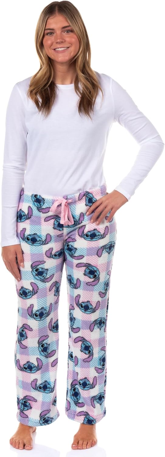 Disney Stitch Pajama Pants Women's Wink Face Checkered Fleece Lounge Bottoms Sleepwear - Image 2