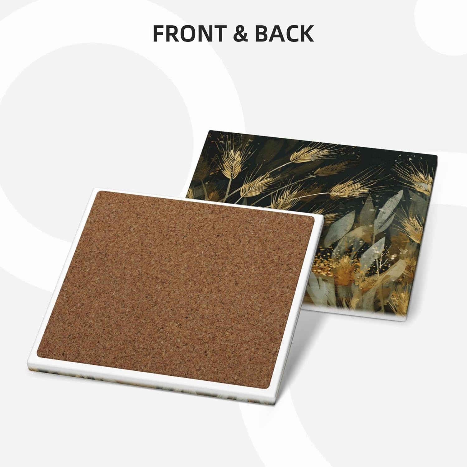 (White Mouse) Ceramic Coasters Set of 6 with Holder Non-Slip Square Coffee Coasters for for Cup Mug Drink Patio Coffee Table Decor, Christmas Coasters Home Bar Supplies