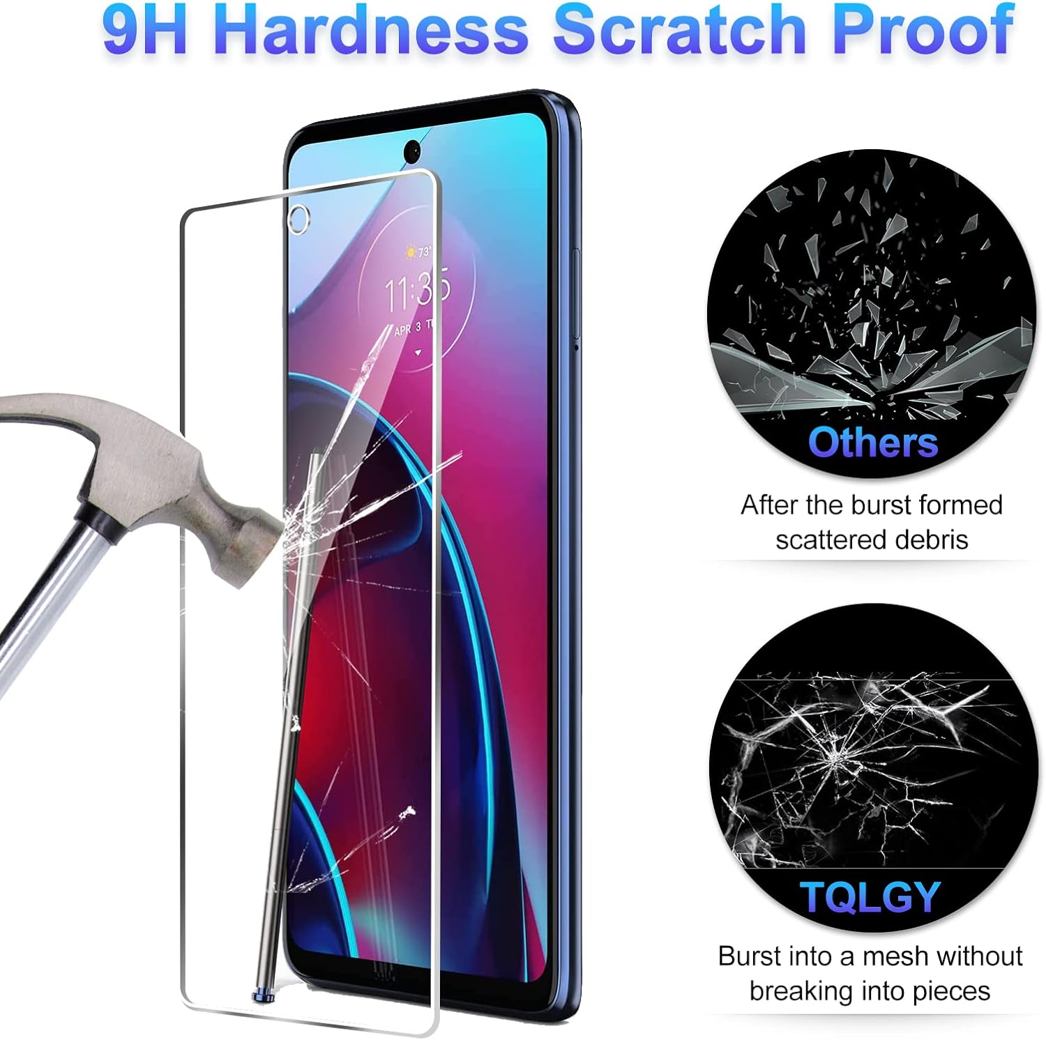 TQLGY 3 Pack Screen Protector for Motorola Moto G Stylus 4G 2022 (Not for Moto G Stylus 5G 2022 and G Stylus 2021 5G) with 3 Pack Camera Lens Protector, Tempered Glass Film, 9H Hardness, Easy Install