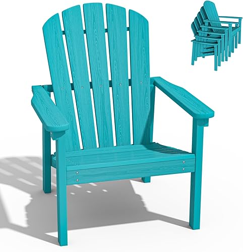 nevilywood Silla Adirondack apilable, silla de patio al aire libre HDPE, duradera y ahorra espacio, adecuada para porches, césped o jardín, Aruba