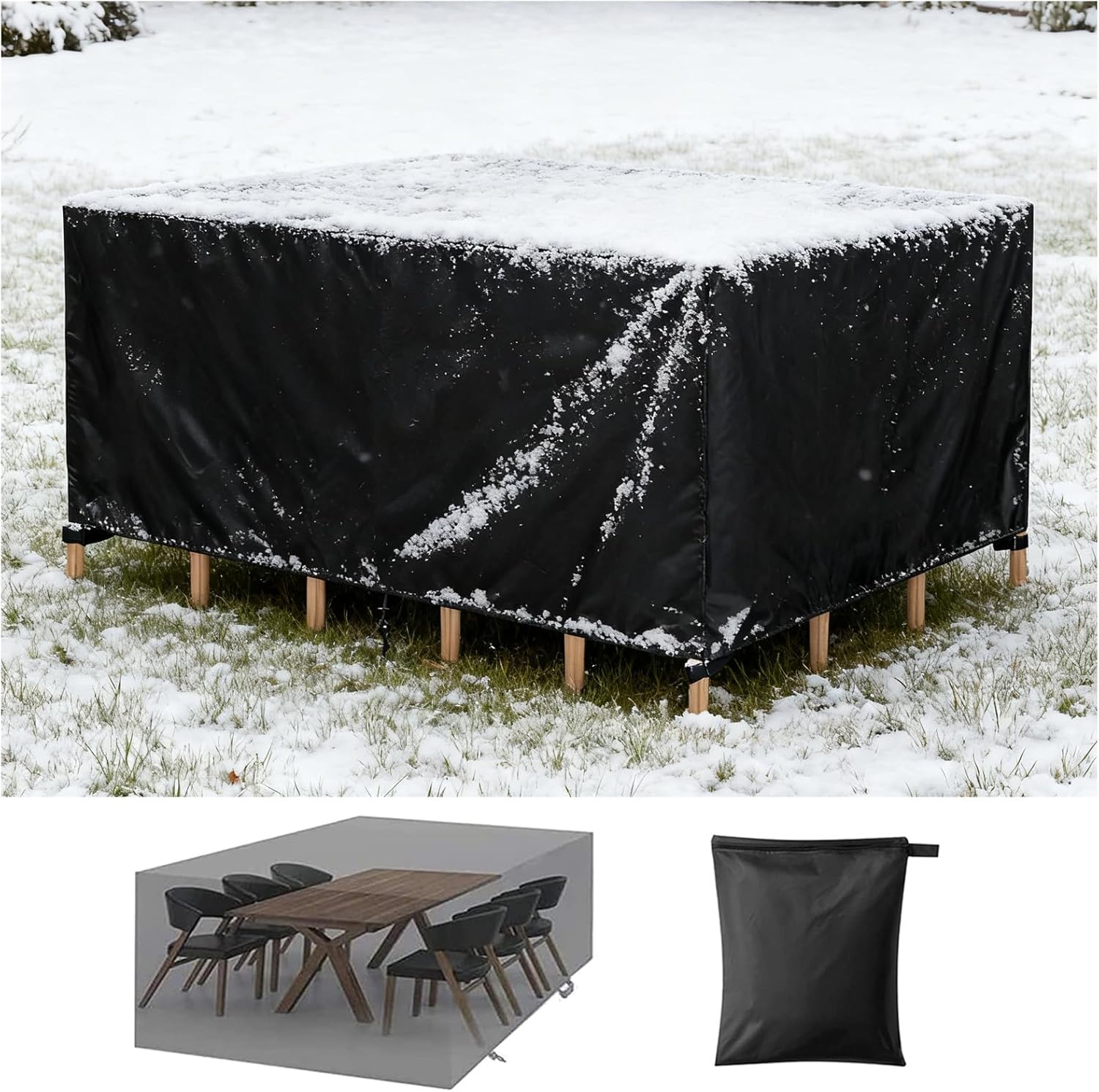 Outdoor Table Covers Waterproof Rectangle 115x64x28inch/LxWxH Heavy Duty Outside Furniture Covers for Patio Furniture, Rectangular Outdoor Sectional Set Cover