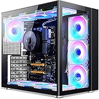 Vista 1 de GOPIE Mid Tower Gaming pc case, P07 ATX Computer Chassis with Dual Chamber Panoramic Tempered Glass, High Performance Airflow-Cable