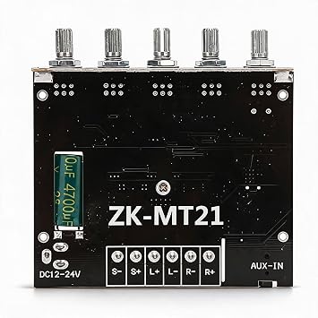 DC12 24V Digital Power Amplifier Board, ZK-MT21 2.1 Channel 50W+50W+100W High Power Audio Stereo Bluetooth 5.0 Subwoofer Amplifier Board for 15 100W 4 8  Speakers.