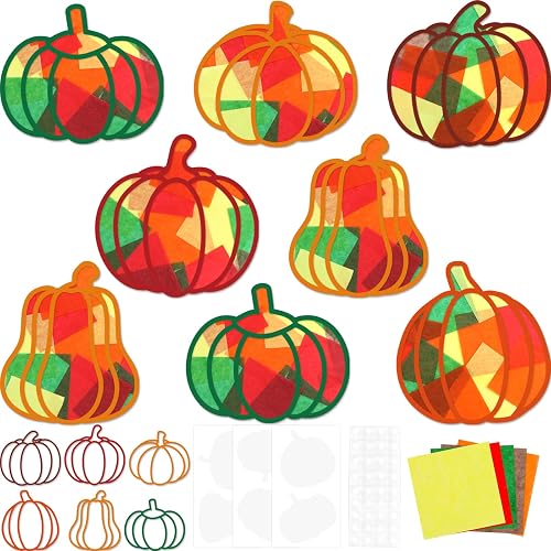 Fancy Land Fall Suncatcher Crafts for Kids Pumpkin Tissue Paper