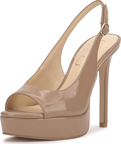 Jessica Simson Women's Sibilla Slingback Platform Pump - 8.5 - Chai Latte Crinkle Patent