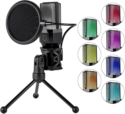 Miniatura 2 de Micrófono USB para juegos, micrófono de condensador de podcast con brazo de brazo, micrófono de computadora de PC de recolección cardioide con