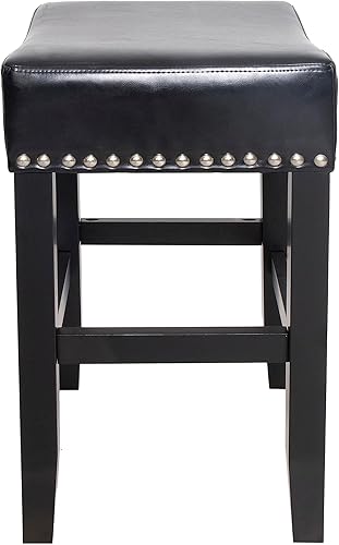 Miniatura 7 de Christopher Knight Home Laramie - Taburetes de cuero regenerado sin espalda, juego de 2 piezas, color negro