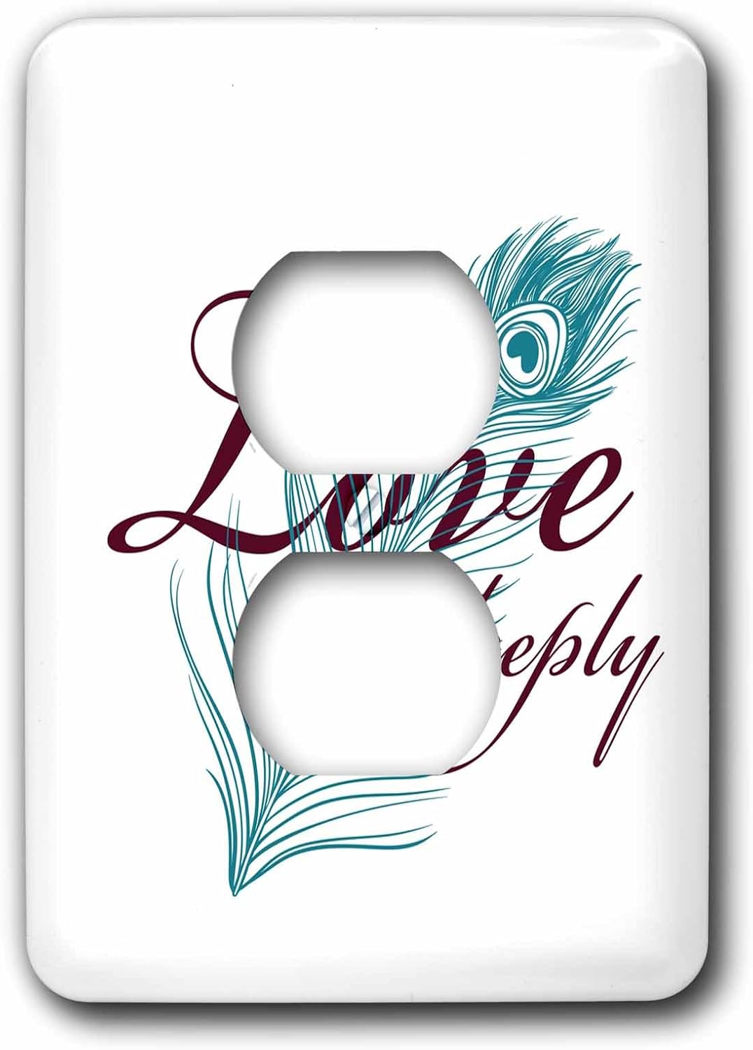 3dRose LLC lsp_79140_6 Love Deeply with Pretty Peacock Feather 2 Plug Outlet Cover