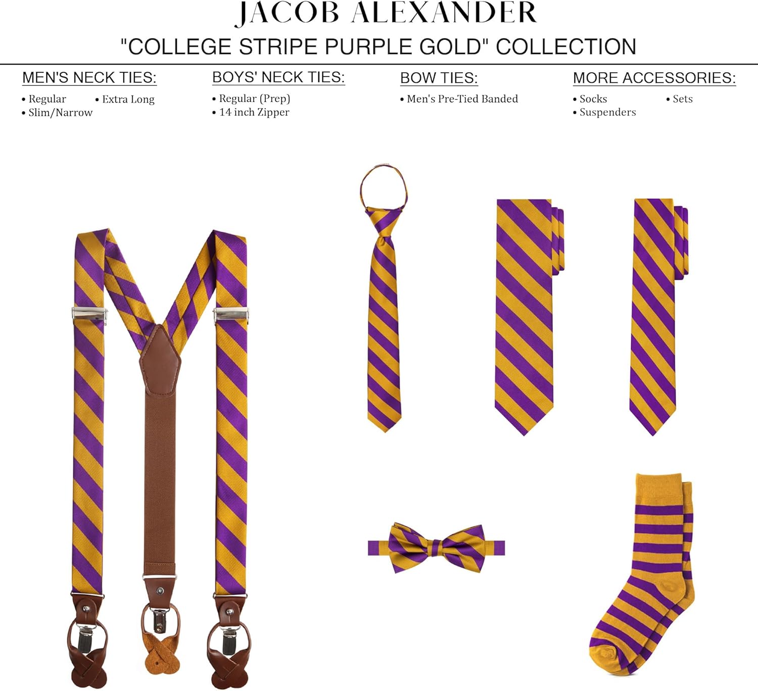 Jacob Alexander Stripe Woven Men's Reg College Bar Stripe Tie - Image 4