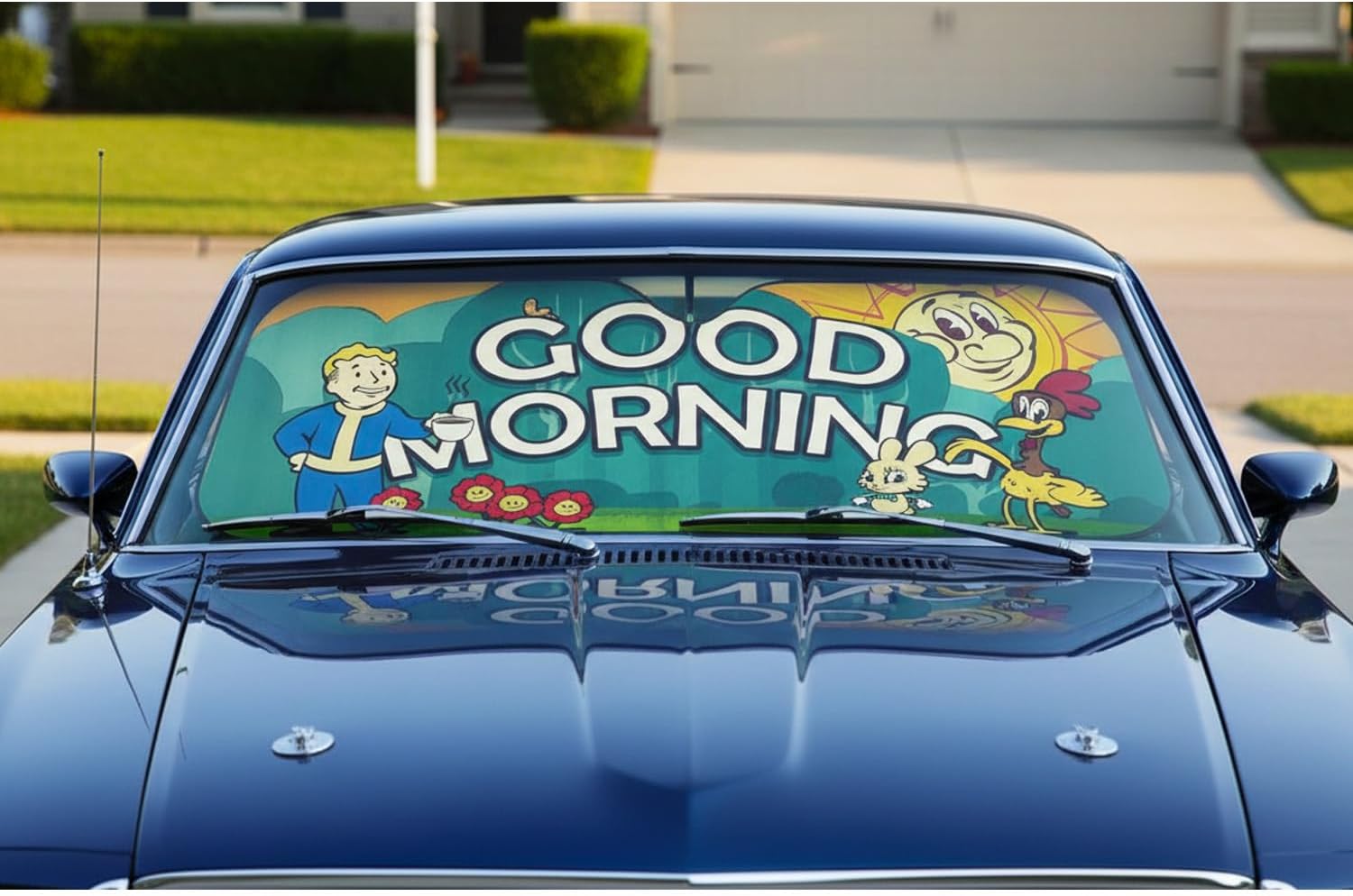 Fallout Car Sun Shade - Video Game Car Accessories Set with Windshield Sunshade to Block Heat, Keep Interior Cool | Fallout Car Accessories image 2
