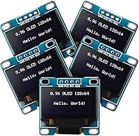 Vista 1 de Weewooday 5 unidades de módulo OLED de 0.96 pulgadas 12864 128 x 64 controlador IIC I2C serie autoluminosa placa de visualización compatible