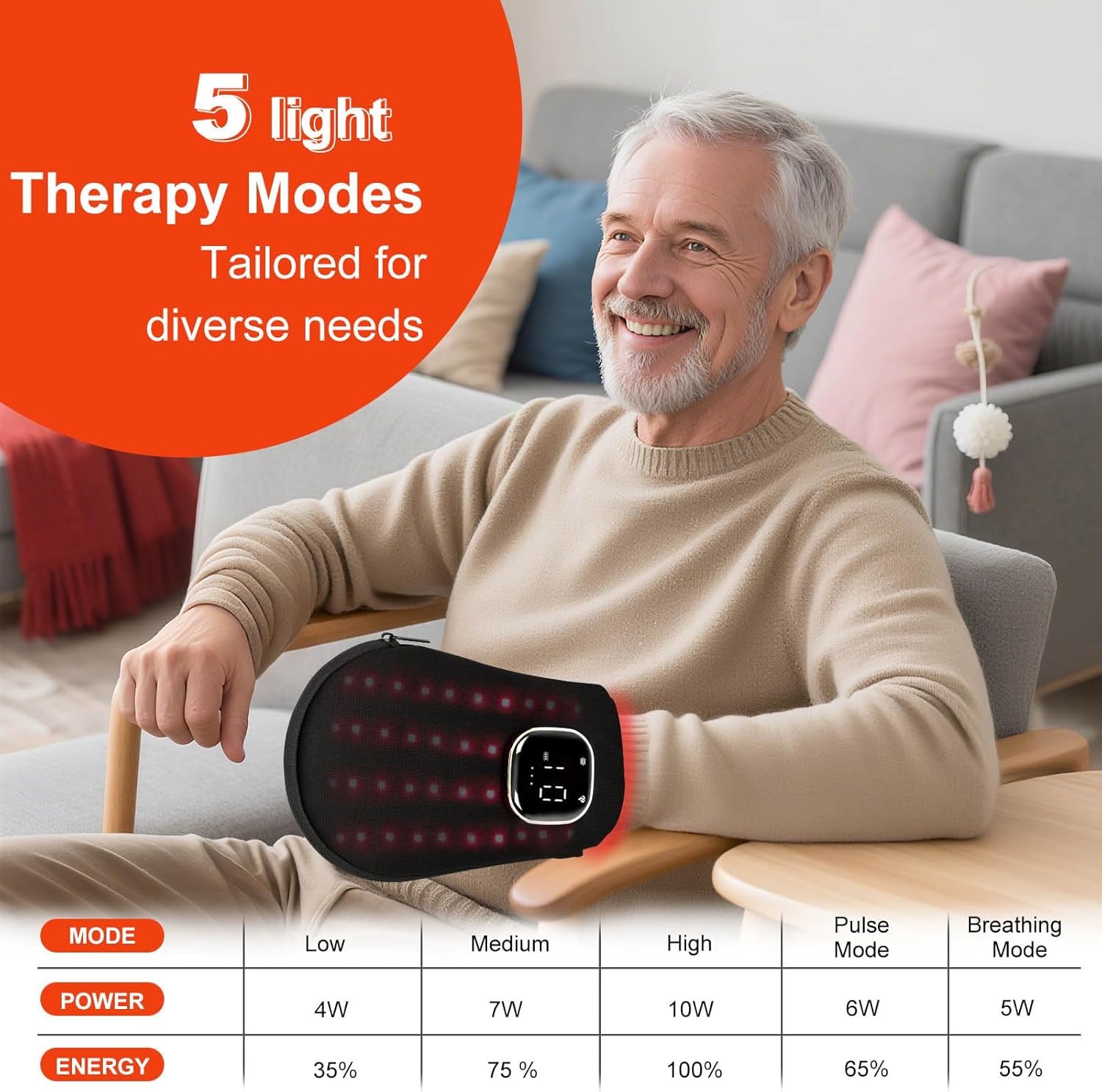 LOVTRAVEL 660nm Red Light Therapy Glove for Hand 850nm Near Infrared Light Device Mitten with Auto-Off Timer Rechargeable Pad for Hands Fingers Wrist Arthritis Joint Pain Relief - Image 5