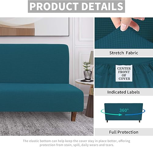 Vista 80 de Easy-Going Funda 100% impermeable para futón, con impermeabilidad doble para futón, funda de sofá jacquard elástica, protector de muebles a prueba