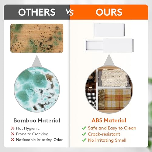 Miniatura 4 de Lifewit Paquete de 8 separadores de cajones de plástico de 6 pulgadas de alto, 13.5-22 pulgadas de alto, organizadores de cajones ajustables para